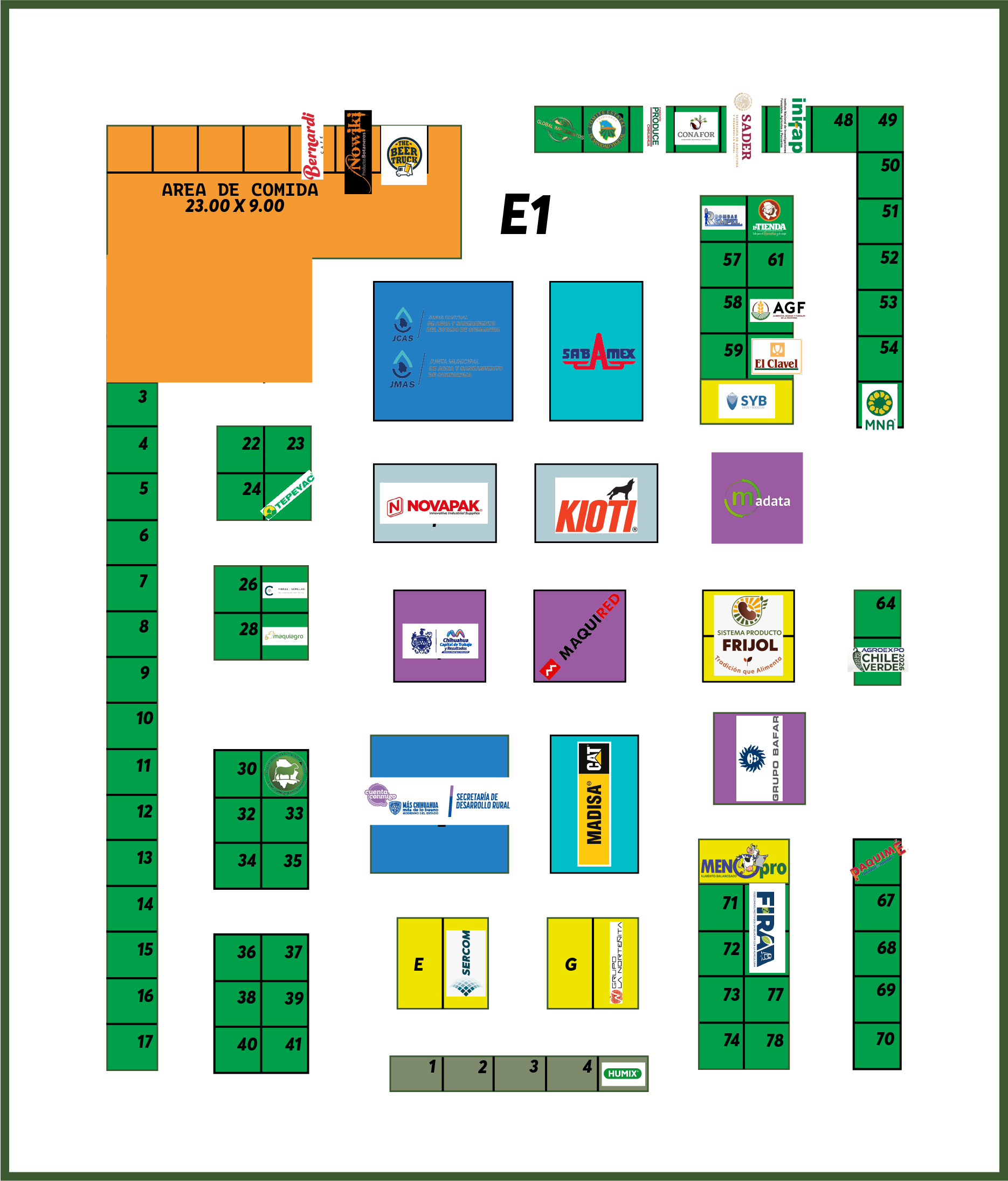Mapa de espacios y stands de Expo Agro Internacional Chihuahua
